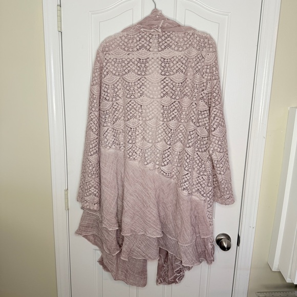 Women’s Cardigan Lace Pink Embroidered Boho Size XXL - Picture 2 of 12